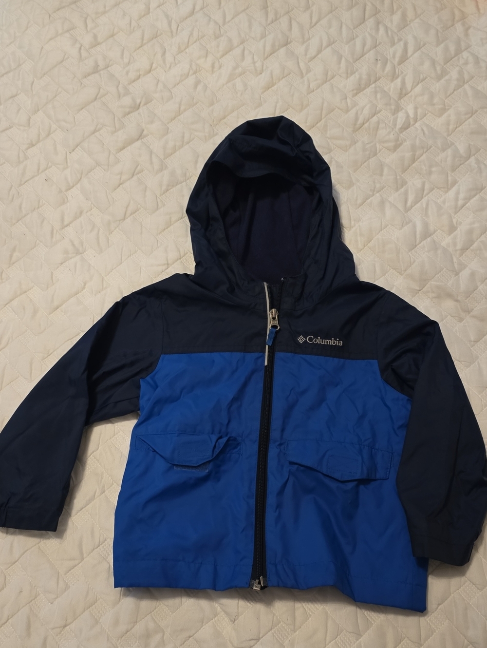 Columbia Kids Navy and Bright Blue Hooded Raincoat